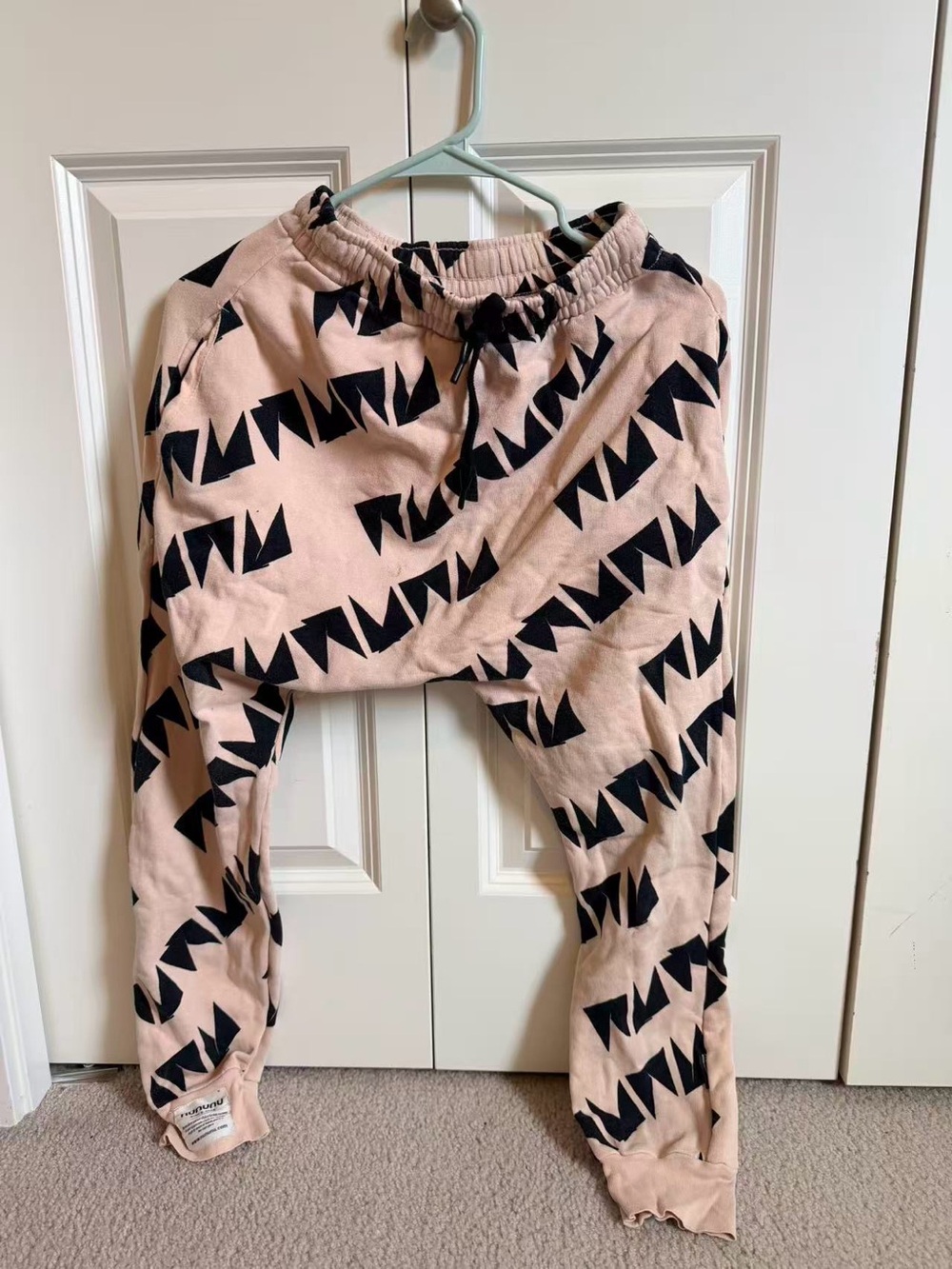 Nununu Kids Pink and Black Geometric Jogger Pants